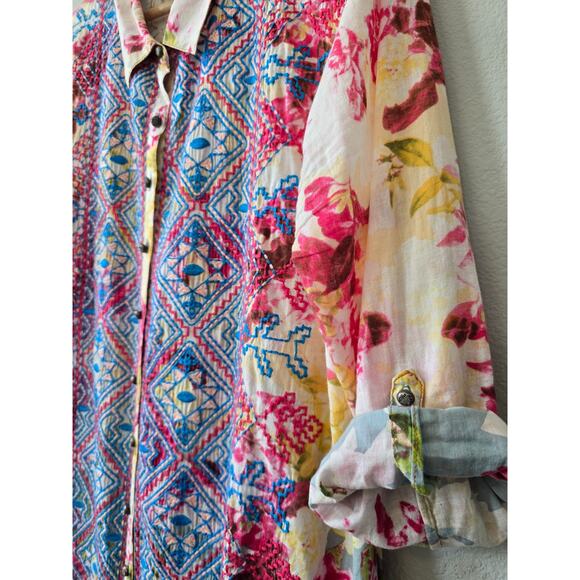 Aratta Silent Journey Floral Embroidered Tunic Shirt Dress Size L Boho Chic - Picture 2 of 12